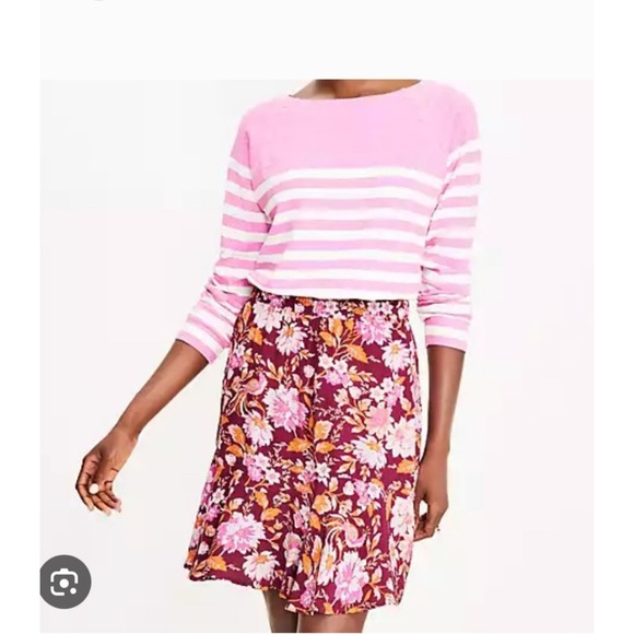 Ann Taylor Loft Floral Tiered Mini Flowy Skirt Boho Vacay Beach Y2K Work Women S - Picture 1 of 8